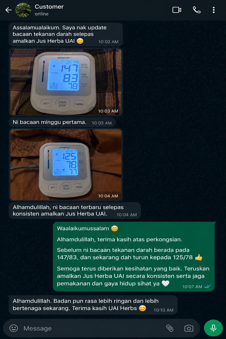 Testimoni terbaru pelanggan Jus UAI 1