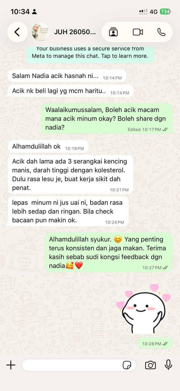 Testimoni terbaru pelanggan Jus UAI 4